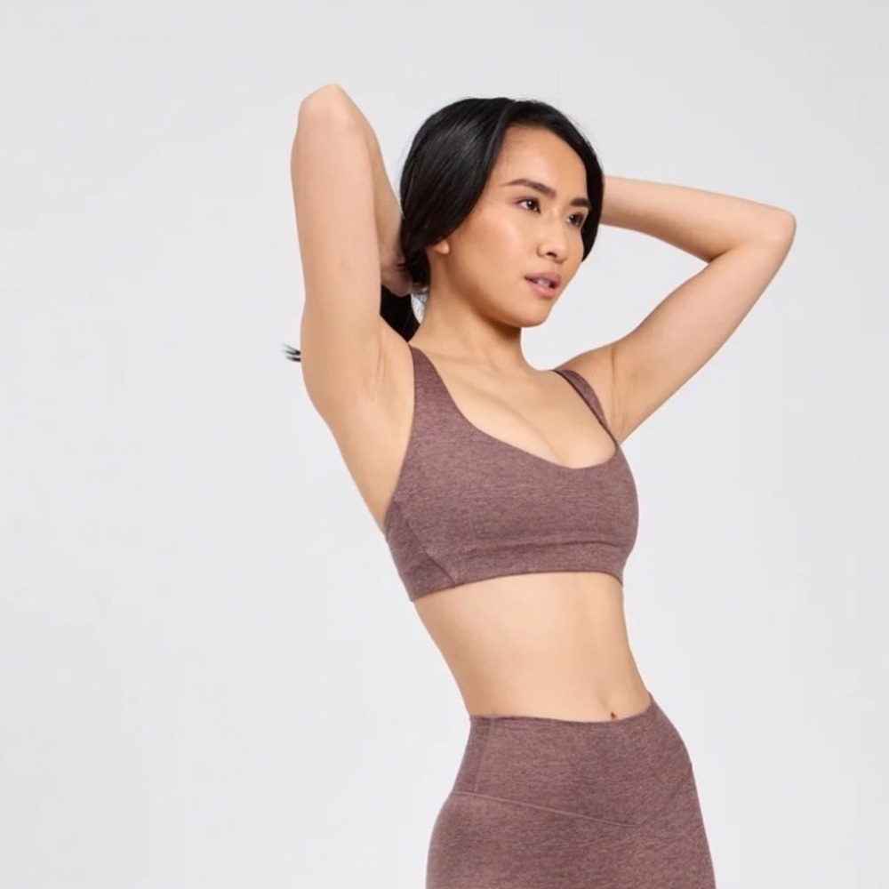 Buffbunny Collection Dream Heathered Sports Bra Mocha Berry L adjustable straps - Picture 4 of 11